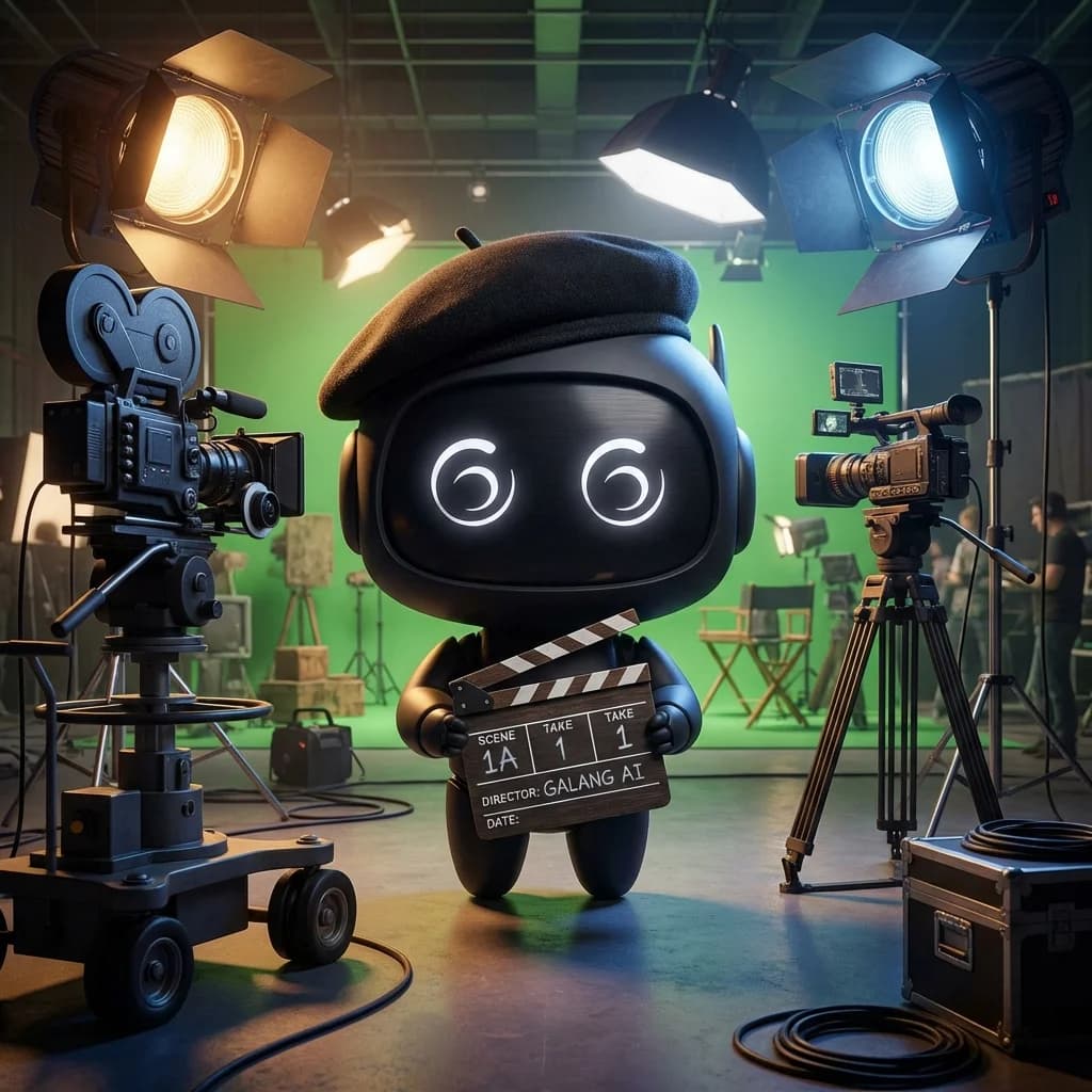 Mascot as a film director on a movie set