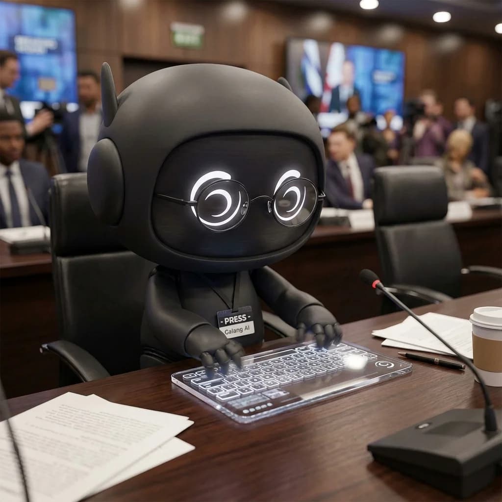 Mascot as a diligent reporter typing notes