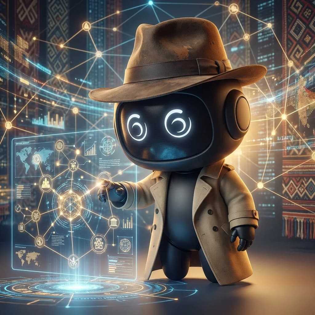 Mascot as an explorer investigating a data knowledge graph